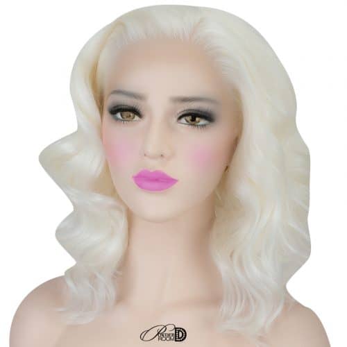 150 Density Lace Wig Heat OK Fiber Hair Ombre Blonde Shoulder Length Wavy Synthetic Lace Front Wig 4