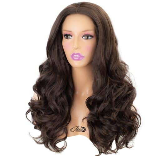 180 Density Lace Wig Heat Friendly Fiber Hair Brown Long Straight Wavy Synthetic Lace Front Wig 4