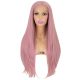 180 Density Lace Wig Heat OK Fiber Hair Patel Pink Long Silky Straight Synthetic Lace Front Wig 4