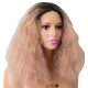 Dark Roots Ombre Pink Two Tone Short Kinky Curly Wig Heat OK Fiber Hair Synthetic Lace Front Wig 4