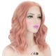 Natural Straight Wavy Short Bob Lace Wig Heat Safe Fiber Hair Pink Curly Synthetic Lace Front Wig 1