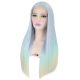 New 150 Density Lace Wig Pastel Blue Ombre Blonde Natural Straight Wavy Synthetic Lace Front Wig 1